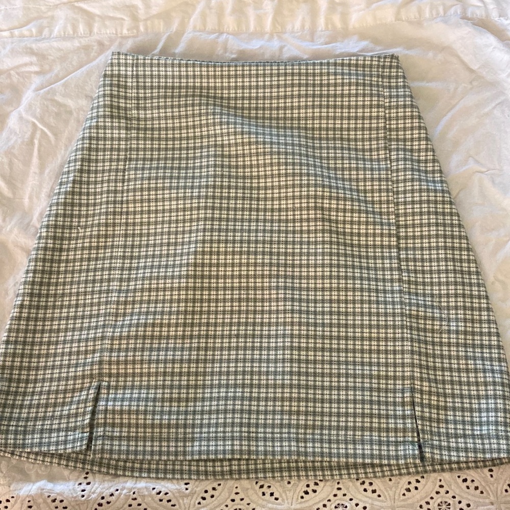 Brandy Melville plaid skirt, green and white. Worn, but good condition.